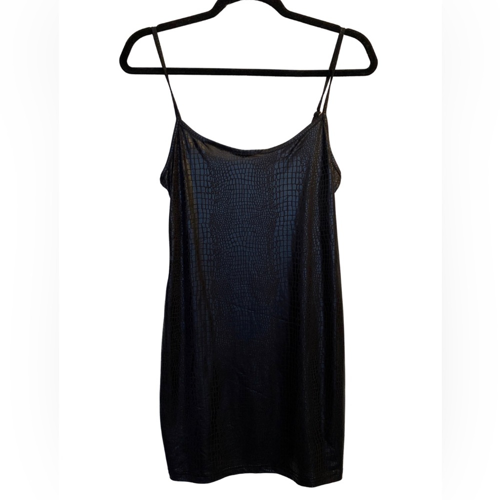 Shein Petite Medium. Silky black snake print dress. Tight fitted.